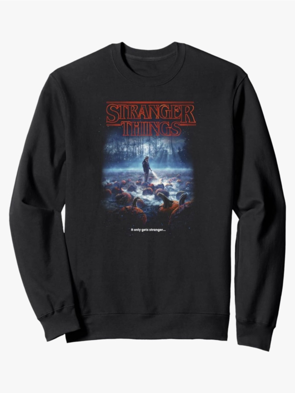 Stranger Things Black Long Sleeve Graphic Tee shirt